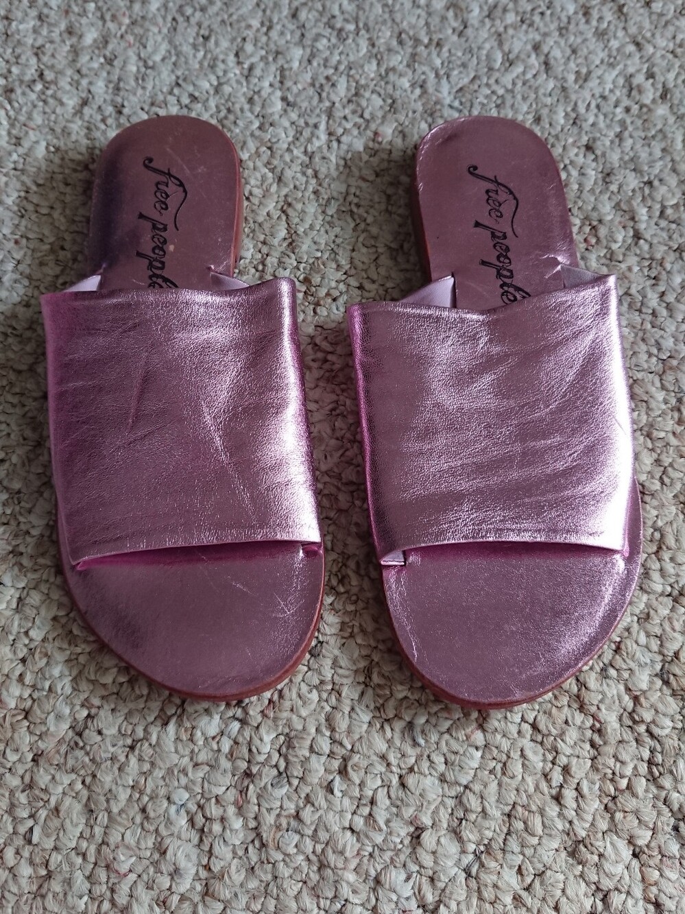 Free People Metallic Pink Vicente Slide Sandals size 7